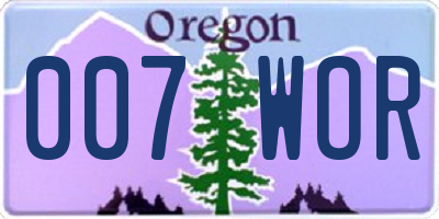 OR license plate 007WOR