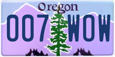 OR license plate 007WOW