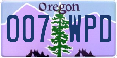 OR license plate 007WPD