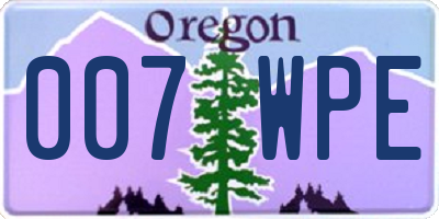OR license plate 007WPE