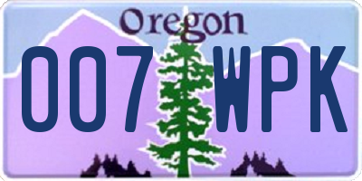 OR license plate 007WPK