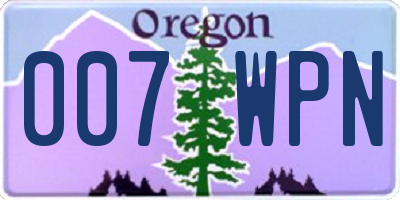 OR license plate 007WPN
