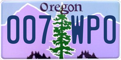 OR license plate 007WPO
