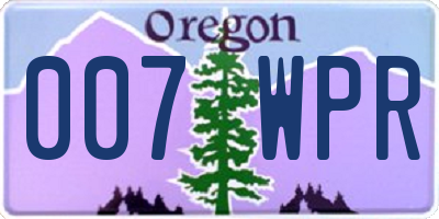 OR license plate 007WPR