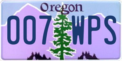 OR license plate 007WPS