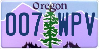 OR license plate 007WPV