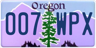 OR license plate 007WPX