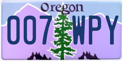 OR license plate 007WPY