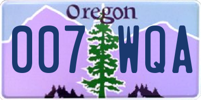 OR license plate 007WQA