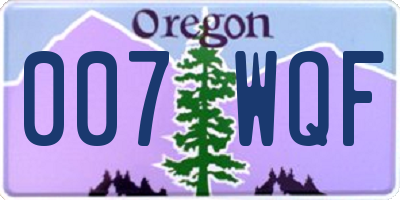 OR license plate 007WQF