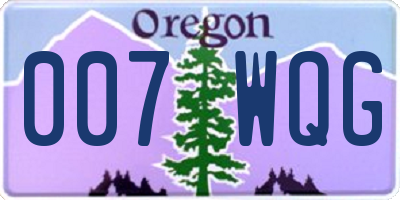OR license plate 007WQG