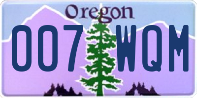 OR license plate 007WQM