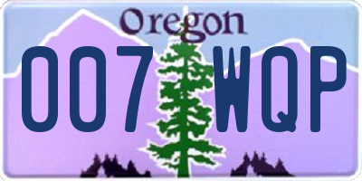 OR license plate 007WQP