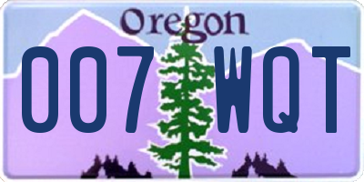 OR license plate 007WQT