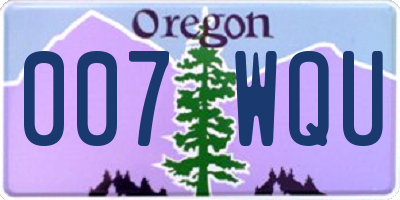 OR license plate 007WQU