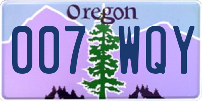 OR license plate 007WQY
