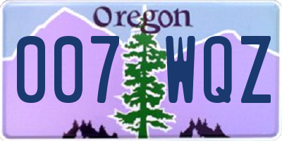OR license plate 007WQZ