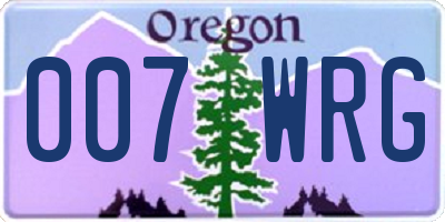OR license plate 007WRG