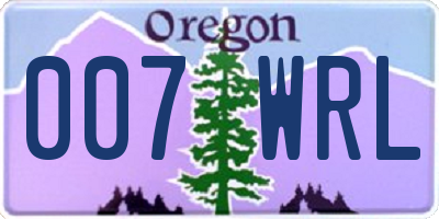 OR license plate 007WRL