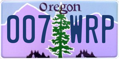OR license plate 007WRP