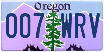 OR license plate 007WRV