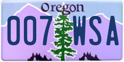 OR license plate 007WSA