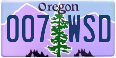 OR license plate 007WSD