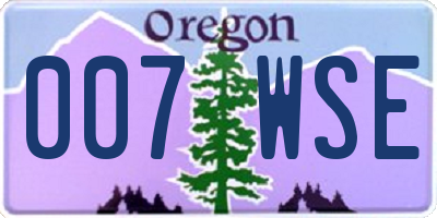 OR license plate 007WSE