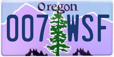 OR license plate 007WSF