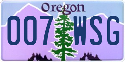 OR license plate 007WSG