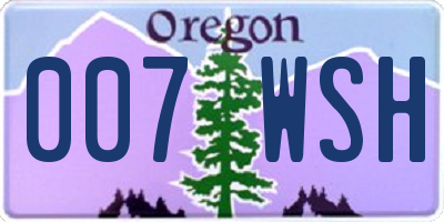 OR license plate 007WSH