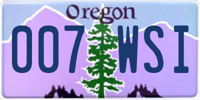 OR license plate 007WSI