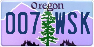 OR license plate 007WSK