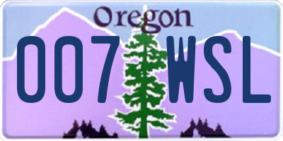 OR license plate 007WSL