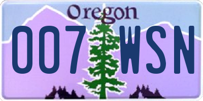 OR license plate 007WSN
