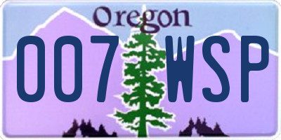 OR license plate 007WSP