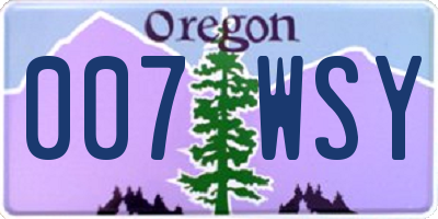 OR license plate 007WSY
