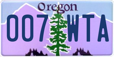 OR license plate 007WTA