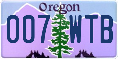 OR license plate 007WTB