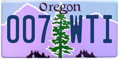 OR license plate 007WTI