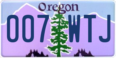 OR license plate 007WTJ