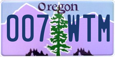 OR license plate 007WTM