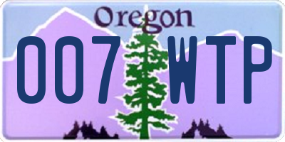 OR license plate 007WTP