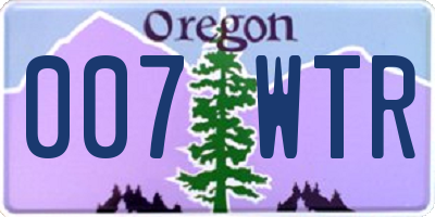 OR license plate 007WTR