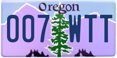 OR license plate 007WTT
