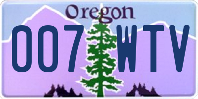 OR license plate 007WTV