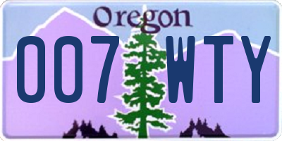 OR license plate 007WTY