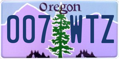OR license plate 007WTZ