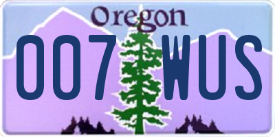 OR license plate 007WUS