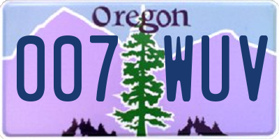 OR license plate 007WUV